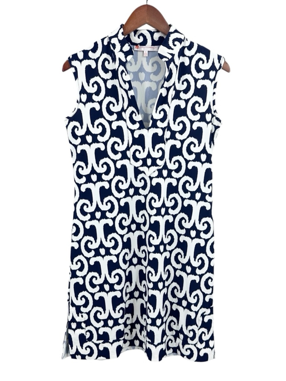 JUDE CONNALLY Allison Sleeveless Dress Scrolls White Blue